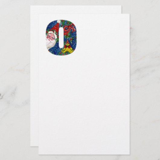 CHRISTMAS O SCHREIBEN / SANTA CLAUS MIT ROTEM RIBB BRIEFPAPIER (Vorne/Hinten)