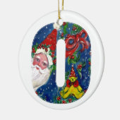 CHRISTMAS O SCHREIBEN / SANTA CLAUS MIT ROTEM RIBB KERAMIK ORNAMENT (Links)