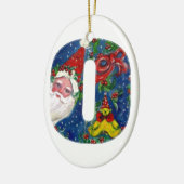 CHRISTMAS O SCHREIBEN / SANTA CLAUS MIT ROTEM RIBB KERAMIK ORNAMENT (Links)