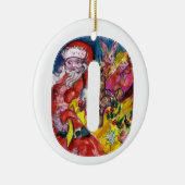 CHRISTMAS O SCHREIBEN / SANTA MIT GIFTMONOGRAMM KERAMIKORNAMENT (Rechts)