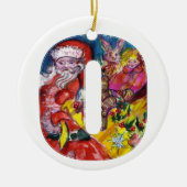 CHRISTMAS O SCHREIBEN / SANTA MIT GIFTMONOGRAMM KERAMIKORNAMENT (Vorne)