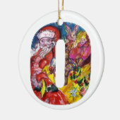 CHRISTMAS O SCHREIBEN / SANTA MIT GIFTMONOGRAMM KERAMIKORNAMENT (Links)