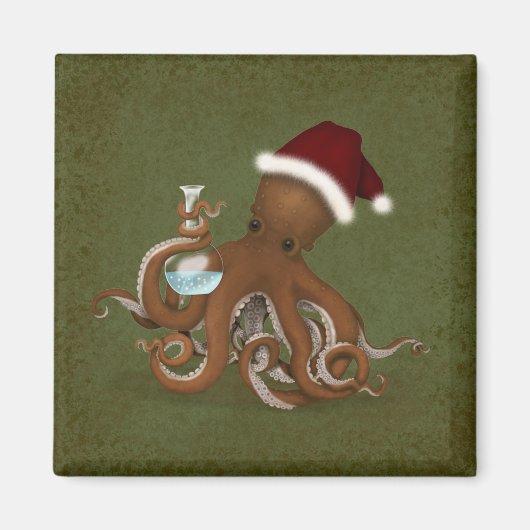 Christmas Octopus Chemie Labrador Steampunk Magnet (Vorne)