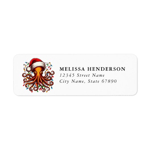 Christmas Octopus Return Address Labels (Vorne)