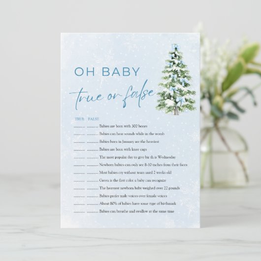 Christmas Oh Baby True or False Baby Shower Game Einladung (Stehend Vorderseite)
