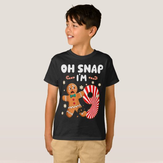 Christmas Oh Snap 9 Year Old Gingerbread Man 9th B T-Shirt (Vorne ganz)