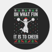 Christmas Oh What Fun It Is To Cheer - Cheerleadin Runder Aufkleber (Vorderseite)