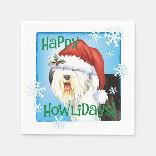 Christmas Old English Sheepdog Napkins Serviette (Vorderseite)