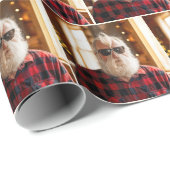 Christmas Old Man With Beard Under Sunglasses Geschenkpapier (Rolleneckpunkt)