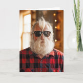 Christmas Old Man With Beard Under Sunglasses Karte (Vorderseite)