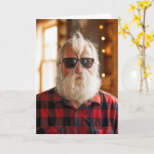 Christmas Old Man With Beard Under Sunglasses Karte (Gelbe Blume)