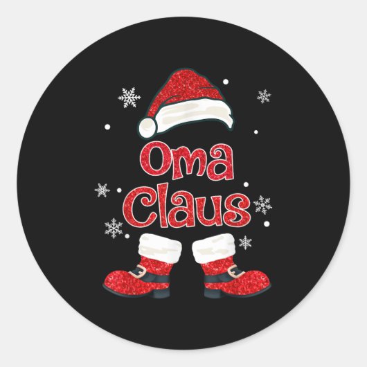 Christmas Oma Claus Grandmother Aunt Mother Daught Runder Aufkleber (Vorderseite)