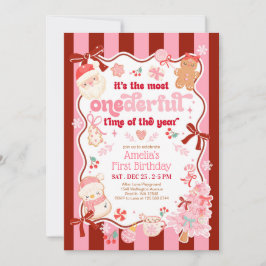 Christmas ONEderful Time First Birthday Invitation Einladung