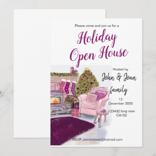 Christmas Open House laden Einladung (Vorne/Hinten)
