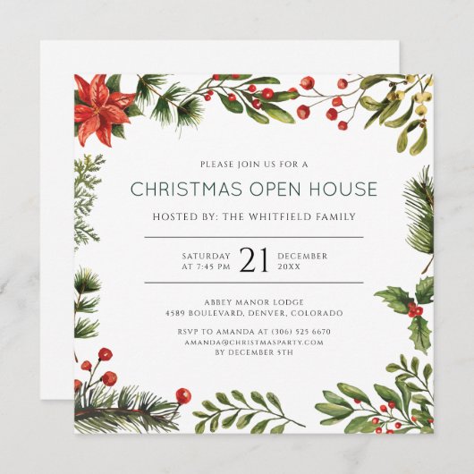 Christmas Open House Party Invitation (Vorne/Hinten)