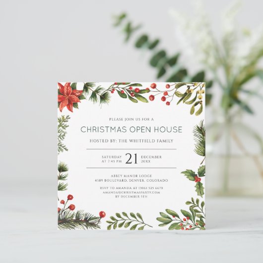Christmas Open House Party Invitation (Stehend Vorderseite)