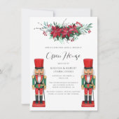 Christmas Open House Poinsettia Toy Nutcracker Einladung (Vorderseite)
