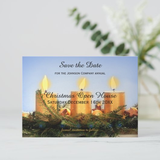Christmas Open House Save the Date (Stehend Vorderseite)
