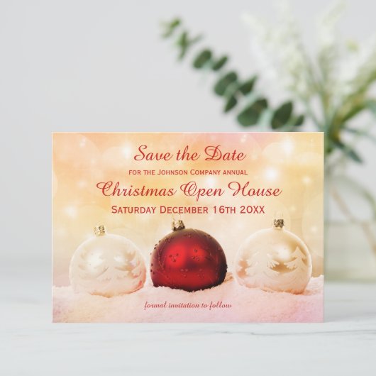 Christmas Open House Save the Date (Stehend Vorderseite)