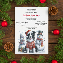 Christmas Open House with Border Collie & Snowman  Einladung