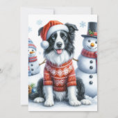 Christmas Open House with Border Collie & Snowman Einladung (Rückseite)