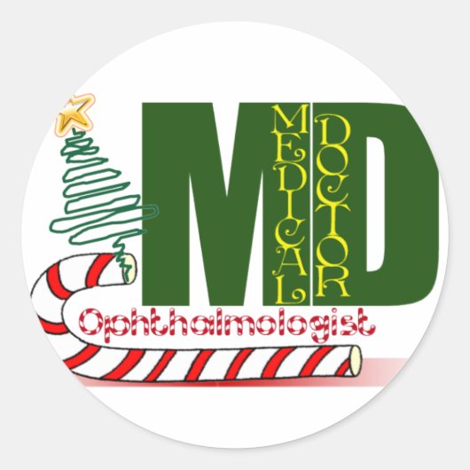 CHRISTMAS OPHTHALMOLOGIST RUNDER AUFKLEBER (Vorderseite)