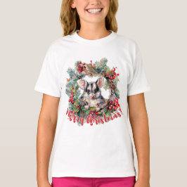 Christmas Opossum Berries Holly Verlasse T-Shirt