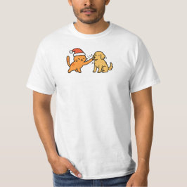 Christmas Orange Cat and Golden Retriever T-Shirt