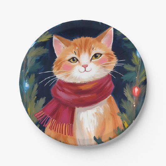Christmas Orange Cat Festive Pet Holiday Pappteller (Vorderseite)