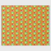 Christmas Orange Frog Weihnachtsmannmütze Pattern Geschenkpapier (Flach)
