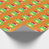 Christmas Orange Frog Weihnachtsmannmütze Pattern Geschenkpapier (Ecke)