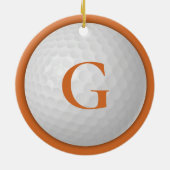 Christmas Orange Monogram Golf Ball Keramik Ornament (Hinten)