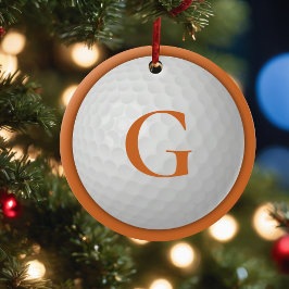 Christmas Orange Monogram Golf Ball Keramik Ornament