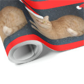 Christmas Orange Tabby Cat Geschenkpapier (Rolleneckpunkt)