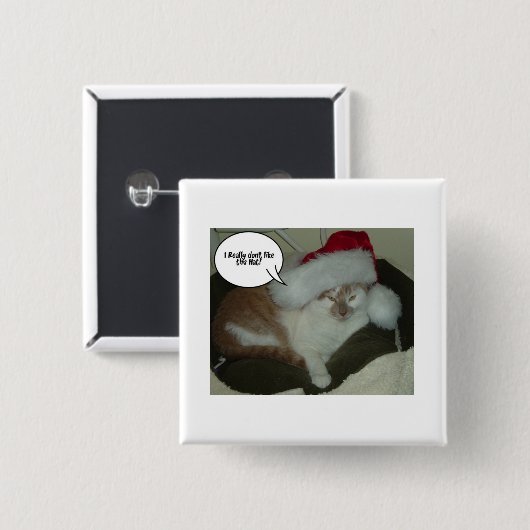 Christmas Orange Tabby Cat Humbug Schaltfläche Button (Vorne & Hinten)