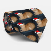 Christmas Orange Tabby Cat Krawatte (Gerollt)
