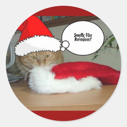 Christmas Orange Tabby Cat Runder Aufkleber (Vorderseite)