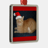 Christmas Orange Tabby Cat Silbernes Ornament (Rechts)