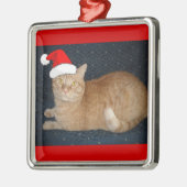 Christmas Orange Tabby Cat Silbernes Ornament (Links)