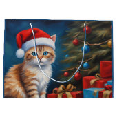 Christmas Orange Tabby Kitten Große Geschenktüte (Rückseite)