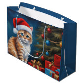 Christmas Orange Tabby Kitten Große Geschenktüte (Rückseite Schrägansicht)