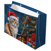 Christmas Orange Tabby Kitten Große Geschenktüte (Vorderseite Schrägansicht)
