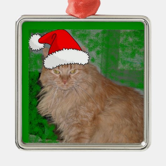 Christmas Orange Tabby Kitty Cat Ornament Aus Metall (Vorne)