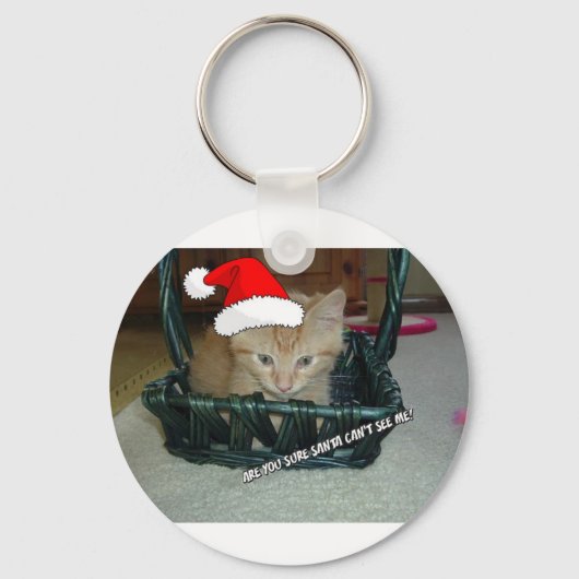 Christmas Orange Tabby Kitty Cat Schlüsselanhänger (Vorderseite)