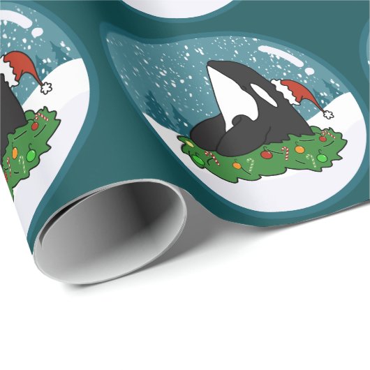 Christmas Orca Killer Whale Geschenkpapier (Rolleneckpunkt)
