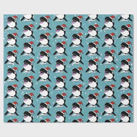 Christmas Orca Killer Whale Geschenkpapier (Flach)
