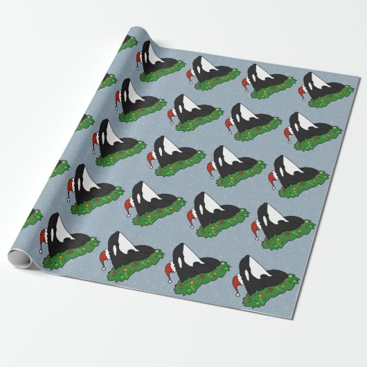 Christmas Orca Killer Whale Geschenkpapier (Ungerollt)
