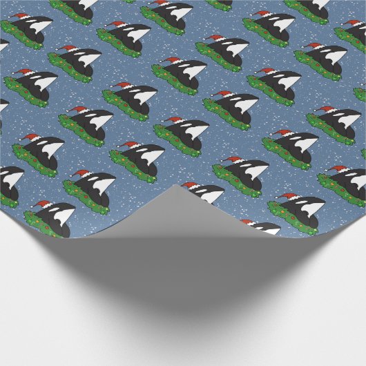Christmas Orca Killer Whale  Geschenkpapier (Ecke)