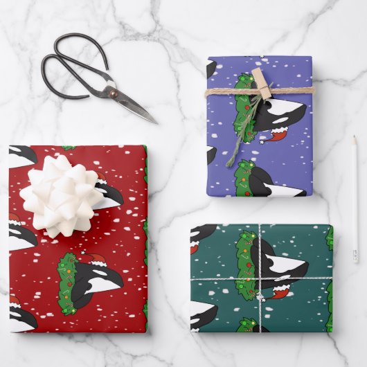 Christmas Orca Killer Whale  Geschenkpapier Set (Vorderseite)