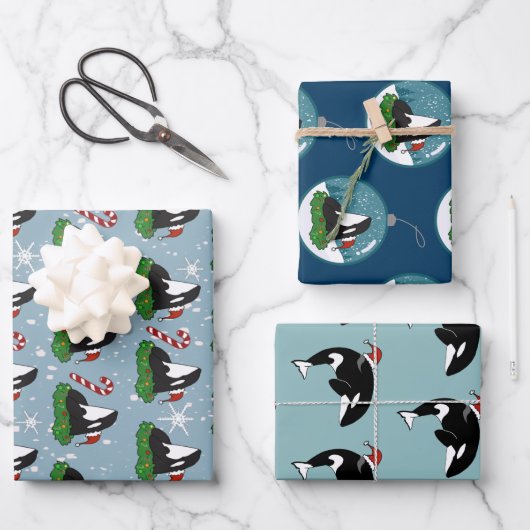 Christmas Orca Killer Whale Geschenkpapier Set (Vorderseite)